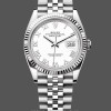 Replica Rolex Datejust 36mm Unisex-126234 Geribbelde lunette-Witte Romeinse wijzerplaat Wit