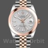 Replica Rolex Datejust 41mm Heren-126301-Rose Gold-Silver Fluted Motif Dial Zilver