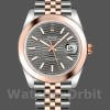 Replica Rolex Datejust 41mm Heren-126301-Rose Gold-Slate Grey Fluted Motif Dial Grijs