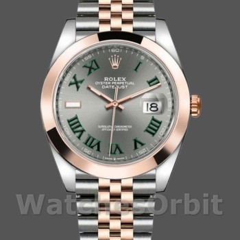 Replica Rolex Datejust 41mm Heren-126301-Rose Gold-Slate Grey Wimbledon Dial Grijs