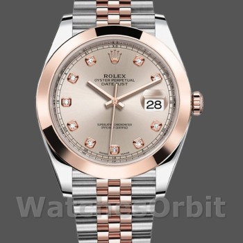 Replica Rolex Datejust 41mm Heren-126301-Rose Gold-Sundust Diamonds Dial Sundust<br />