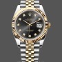 Replica Rolex Day Date 36-m128396TBR 0009 voor dames, platina, roze opaal, Romeinse wijzerplaat met diamant, diamanten ring