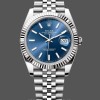 Replica Heren Rolex Datejust 41MM Roestvrij Staal met Zilveren Wijzerplaat Blauw