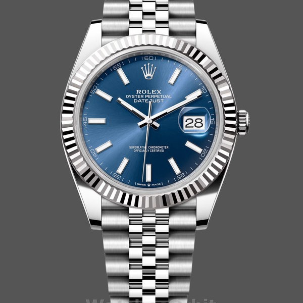 Replica Heren Rolex Datejust 41MM Roestvrij Staal met Zilveren Wijzerplaat Blauw