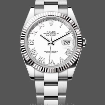 Replica Rolex Datejust 41mm Heren-126334 0023-Gegolfde ring-Witte Romeinse cijfers Wijzerplaat Wit