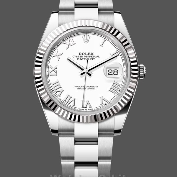 Replica Rolex Datejust 41mm Heren-126334 0023-Gegolfde ring-Witte Romeinse cijfers Wijzerplaat Wit