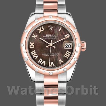 Replica Rolex Datejust 31mm dames-178341-zwarte parelmoer wijzerplaat MOP
