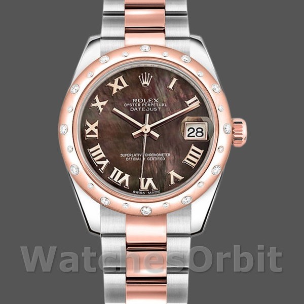 Replica Rolex Datejust 31mm dames-178341-zwarte parelmoer wijzerplaat MOP