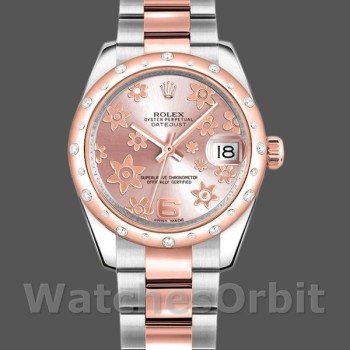 Replica Rolex Datejust 31mm voor dames-178341-roze gebloemde wijzerplaat-roze goud