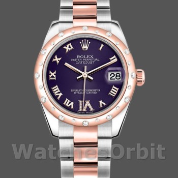 Replica Rolex Datejust 31mm voor dames-178341-Purple Romeinse cijfers Paars
