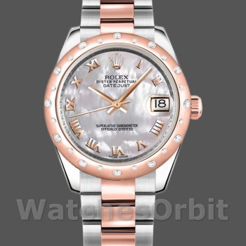 Replica Rolex Datejust 31mm voor dames-178341-Witte parelmoer wijzerplaat MOP