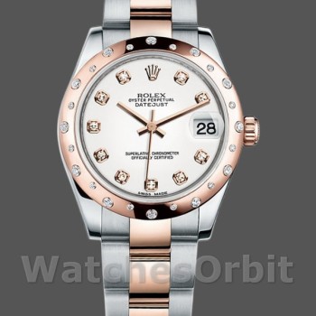 Replica Rolex Datejust 31mm Dames-178341-Witte Parelmoer-Ruiten Wijzerplaat MOP
