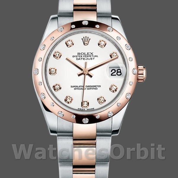 Replica Rolex Datejust 31mm Dames-178341-Witte Parelmoer-Ruiten Wijzerplaat MOP