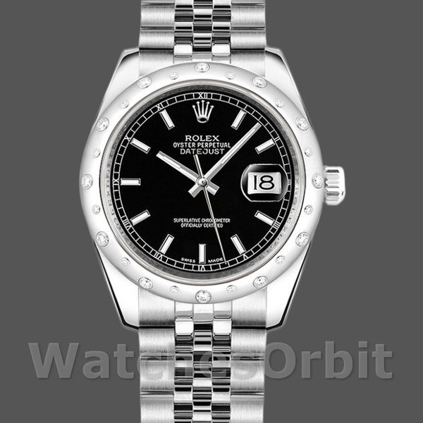 Replica Rolex Datejust 31mm voor dames-178344-zwarte wijzerplaat-roestvrij staal zwart