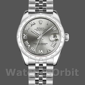 Replica Rolex Datejust 31mm Dames-178344-Rhodium Grijze Wijzerplaat-Jubileum Armband Grijs