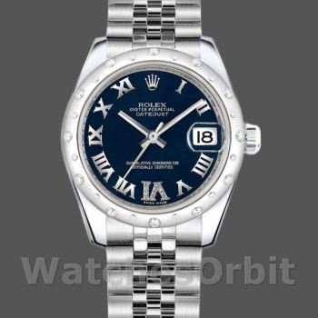 Replica Rolex Datejust 31mm voor dames-178344-Blauwe wijzerplaat Diamanten-Roestvrij Staal Blauw
