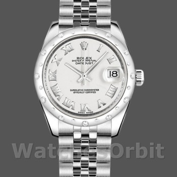 Replica Rolex Datejust 31mm voor dames-178344-Witte Romeinse cijfers Wijzerplaat-Roestvrij Staal Wit