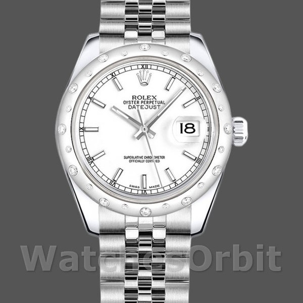 Replica Rolex Datejust 31mm voor dames-178344-Witte wijzerplaat-Roestvrij staal Wit