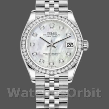 Replica Rolex Datejust 31mm Dames-178384-Witte Parelmoer-Ruiten Wijzerplaat MOP