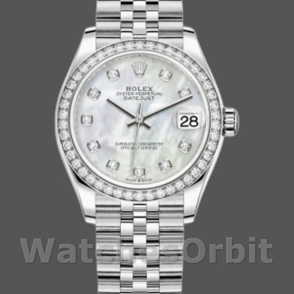 Replica Rolex Datejust 31mm Dames-178384-Witte Parelmoer-Ruiten Wijzerplaat MOP