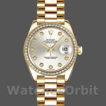 Replica Dames Rolex Datejust-179138, 26mm, Zilveren diamanten wijzerplaat, Lady Silver