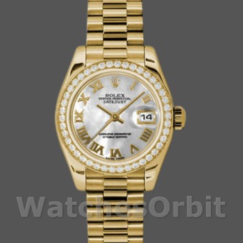 Replica Dames Rolex Datejust-179138, 26mm, Witte Parelmoer Romeinse Cijfer Wijzerplaat, Lady MOP