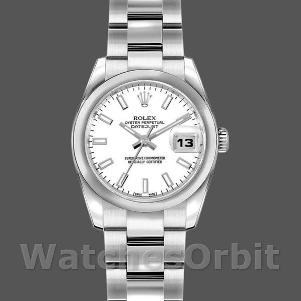 Replica Rolex Datejust 26mm voor dames-179160-Witte index wijzerplaat-Domed Bezel Wit