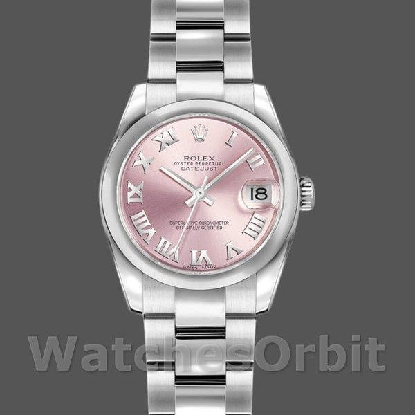 Replica Rolex Datejust 26mm Dames-179160-Roze Romeinse Wijzerplaat-Oyster Armband Roze