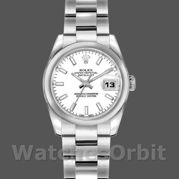 Replica Rolex Datejust 26mm voor dames-179160-Witte index wijzerplaat-Domed Bezel Wit