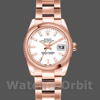 Replica Dames Rolex Datejust-179165, 26mm, Everose goud, wijzerplaat met witte index, Lady White