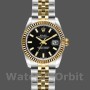 Replica Dames Rolex Datejust-179173, 26mm, zwarte index wijzerplaat, geribbelde lunette, Lady Black