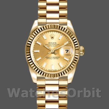 Replica Dames Rolex Datejust-179178, 26mm, Geelgoud, Champagne wijzerplaat, Lady Champagne