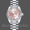 Replica Dames Rolex Datejust-179179, 26mm, Roze Diamanten Wijzerplaat, Geribbelde Ring, Dame Roze