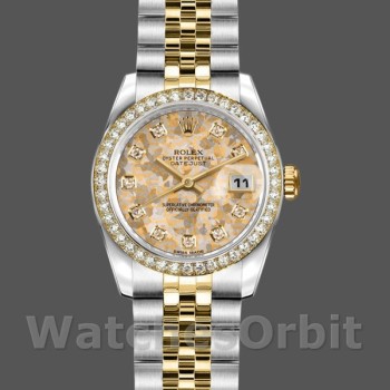 Replica Dames Rolex Datejust-179383, 26mm, Jubileum Kristal Grijs & Champagne Wijzerplaat, Lady Champagne