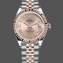 Replica Rolex Datejust-278271 voor dames, Romeinse wijzerplaat met zonnestof, tweekleurig roségoud, geribbelde lunette, Jubileumroze goud