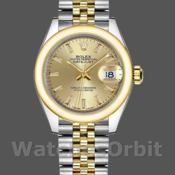 Replica Dames Rolex Datejust-279163, 28mm, Champagne, Index Dial, Domed Bezel, Lady Champagne