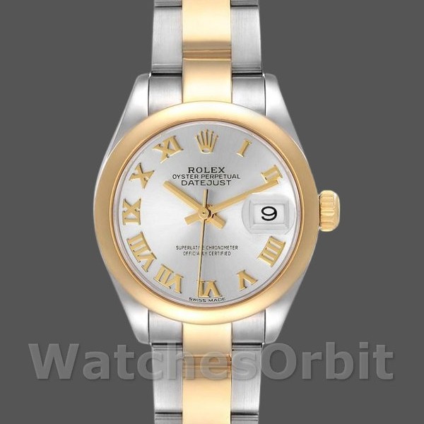 Replica Dames Rolex Datejust-279163, 28mm, Zilveren Romeinse Wijzerplaat, Domed Bezel, Dame Zilver
