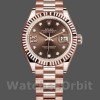 Replica Dames Rolex Datejust-279175, 28mm, Chocolade Diamond Mark wijzerplaat, Fluted Bezel, Lady Chocolate