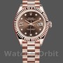 Replica Dames Rolex Datejust-279175, 28mm, Chocolade Diamond Mark wijzerplaat, Fluted Bezel, Lady Chocolate