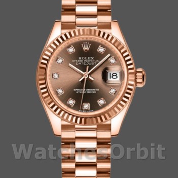 Replica Dames Rolex Datejust-279175, 28mm, Chocolade, Diamanten wijzerplaat, Fluted Bezel, Lady Chocolate