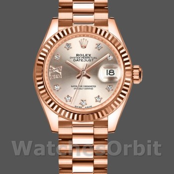 Replica Dames Rolex Datejust-279175, 28mm, Sundust, Diamonds Dial, Fluted Bezel, Lady Sundust