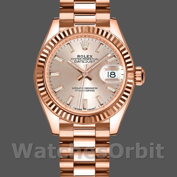Replica Dames Rolex Datejust-279175, 28mm, Sundust, Index Dial, Fluted Bezel, Lady Sundust