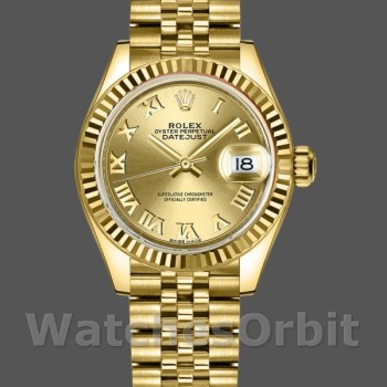 Replica Dames Rolex Datejust-279178, 28mm, Geelgoud, Champagne Romeinse wijzerplaat, Lady Champagne