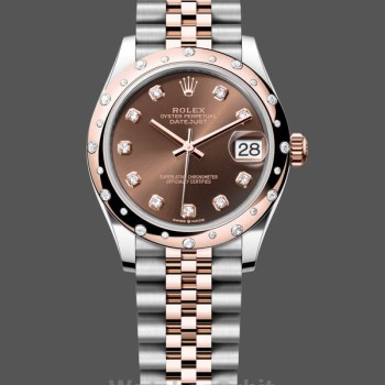 Replica Dames Rolex Datejust 31mm Roségoud Chocolade Diamanten Wijzerplaat m278341rbr 0028 Chocolade Wijzerplaat