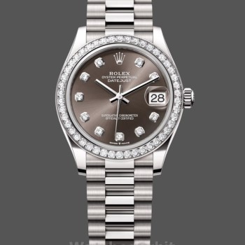 Replica Dames Rolex Datejust 31mm Witgoud Donkergrijze wijzerplaat - M278289RBR 0006 Donkergrijze wijzerplaat