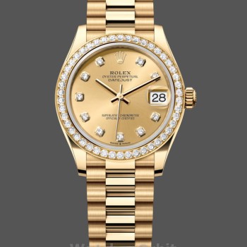 Replica Dames Rolex Datejust 31mm Champagne Geelgoud wijzerplaat 278288RBR 0005 Dames Wijzerplaat Champagne