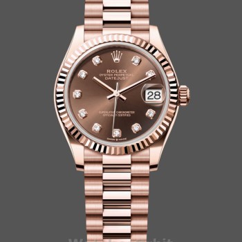 Replica Dames Rolex Datejust 31mm Chocolade Diamond Dial m278275 0010 Dames Chocolade Dial