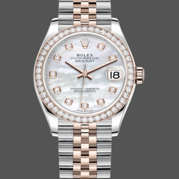 Replica Dames Rolex Datejust 31-278381RBR, 31mm, Roestvast Staal & Roségoud, MOP Diamant, Jubileum Mop