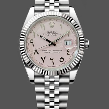 Replica Heren Rolex Datejust Midden-Oosten Digital Pink Dial Fluted Bezel M126234 Pink Dial