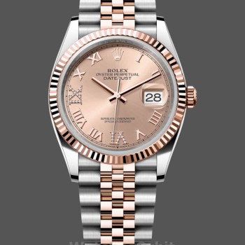 Replica Dames Rolex Datejust 36-m126231 0027, Staal & Everose Goud, Rose Diamond Pave Romeinse Wijzerplaat, Rose Gouden Wijzerplaat